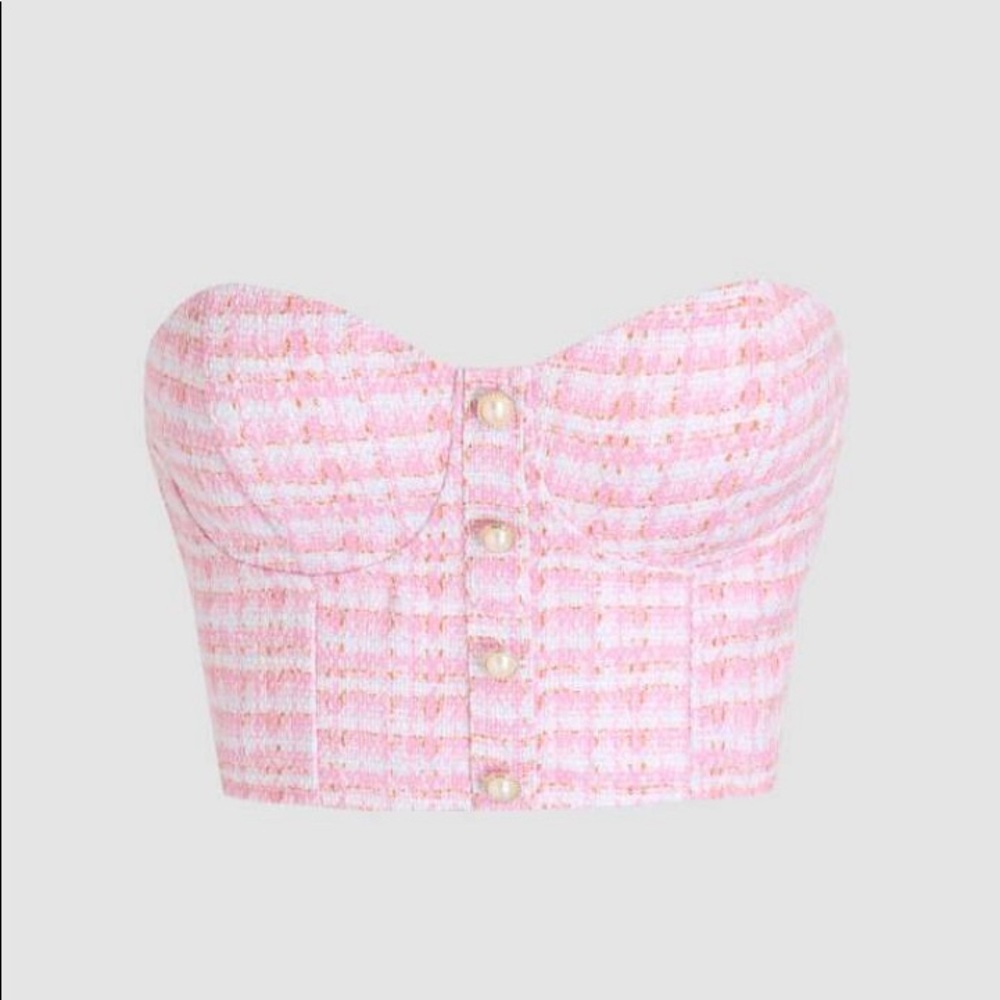 Pink Tweed CIDER crop top